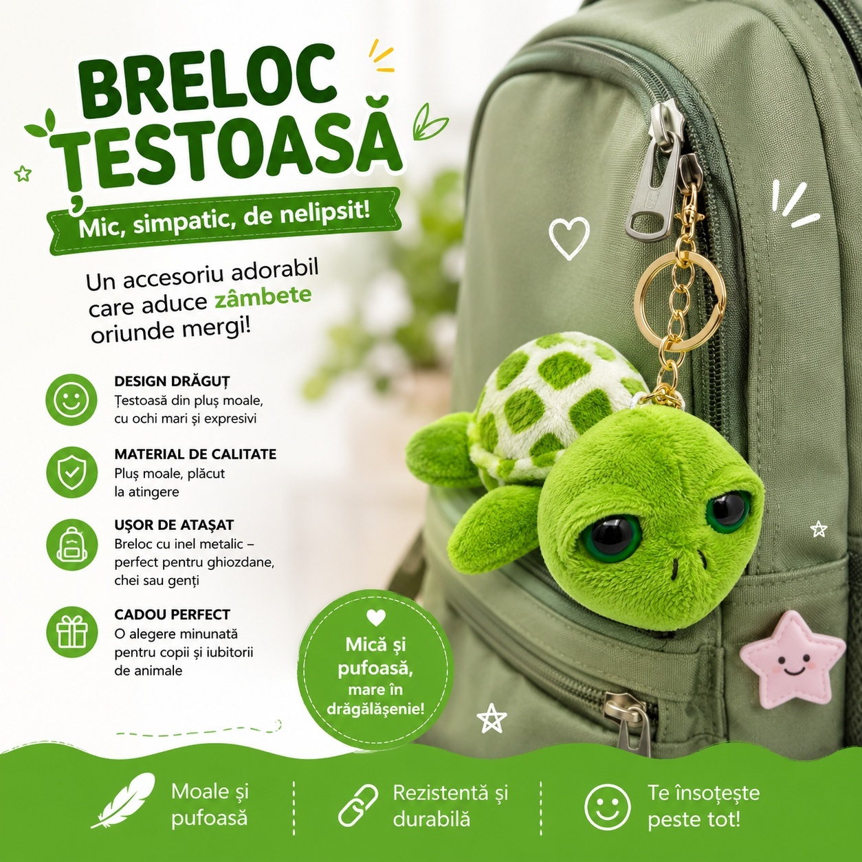 Set 12 Brelocuri de Plus Țestoasă 14 cm – Brelocuri Pufoase Mix Culori pentru Ghiozdan și Chei 3