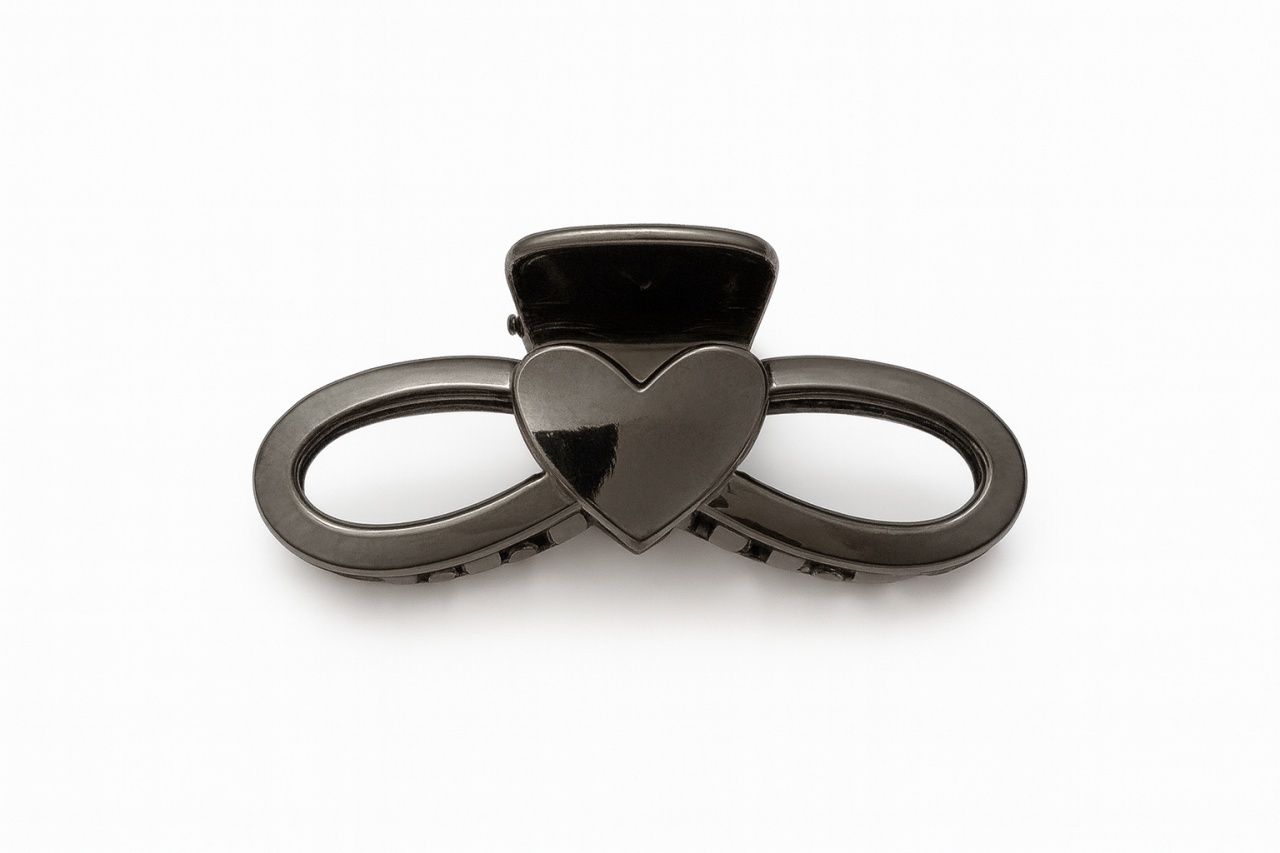 Set 12 clame par 13CM model inima infinity, prindere puternica, culoare negru lucios 2