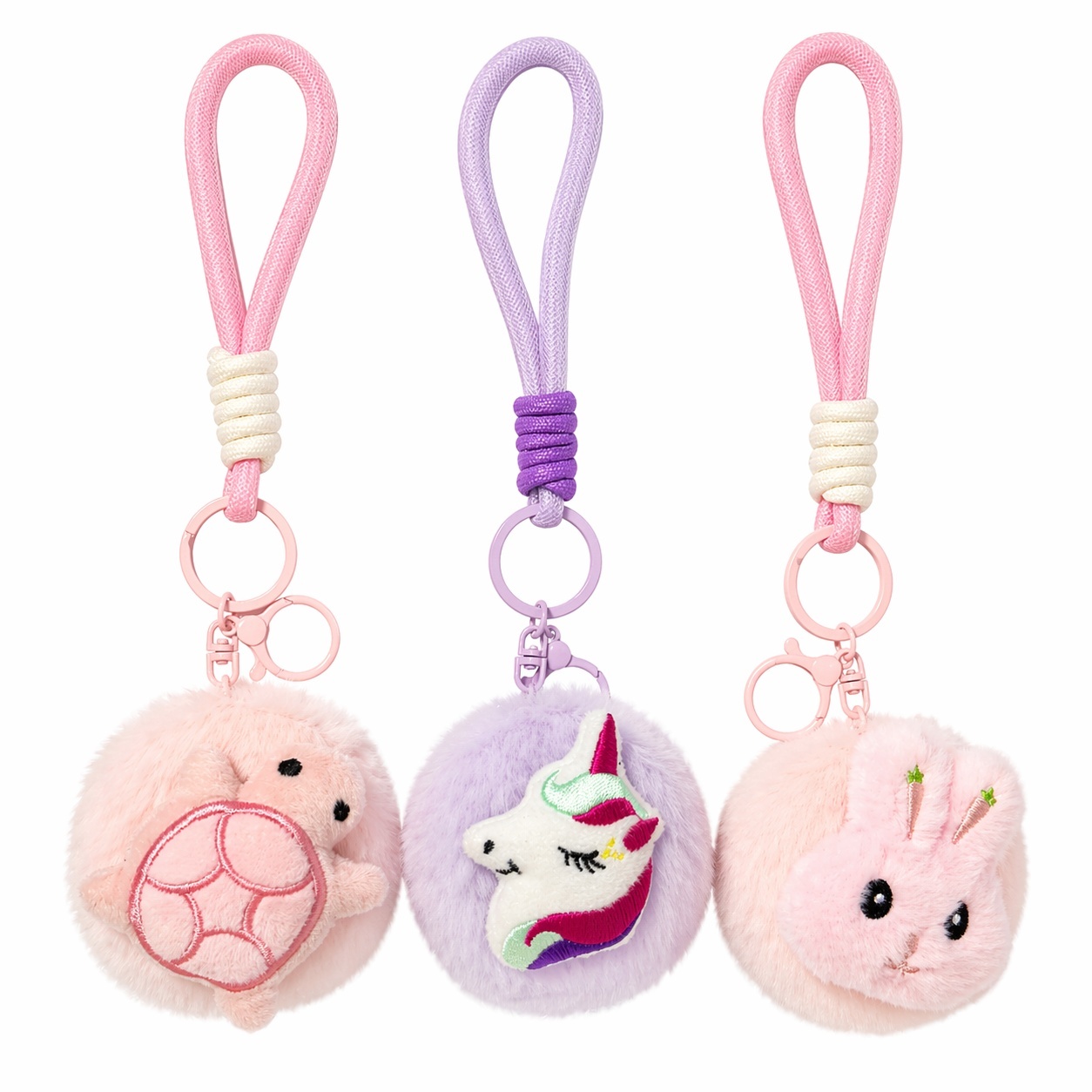 Set 12 oglinzi de plus 8 cm, breloc pufos modele adorabile