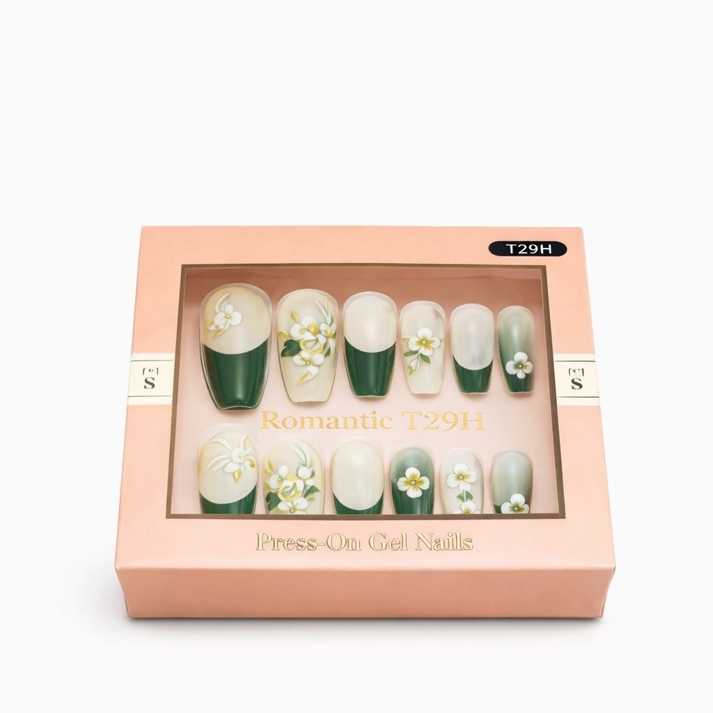 Set 12 perechi unghii false press-on, modele diverse, efect gel, design premium 2