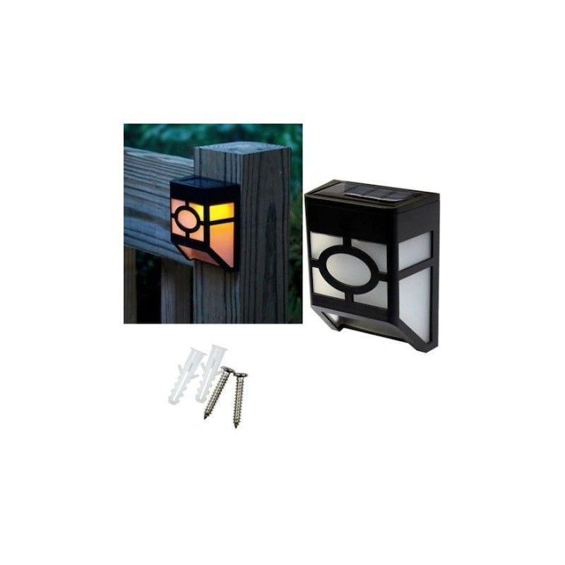 Set 4 lumini solare LED pentru gard, plastic negru, exterior 2