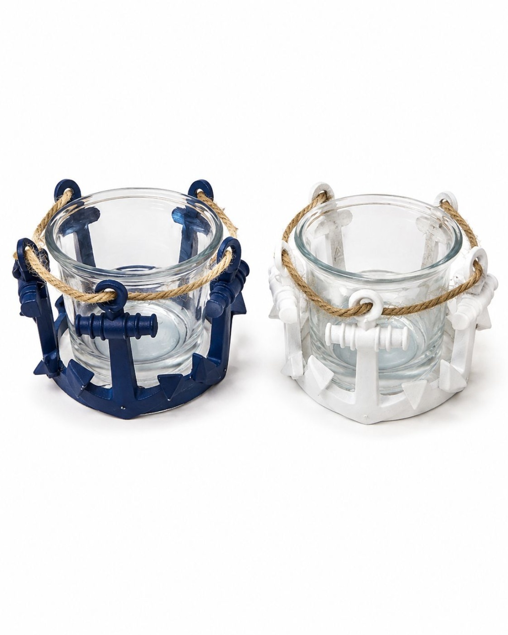 Set 4 Suporturi pentru Lumânări cu Ancoră – Suvenir Marin Decorativ