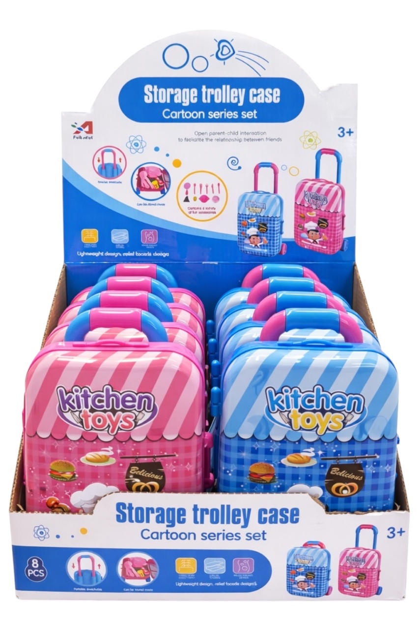 Set 8 trollere de jucarie Kitchen Toys cu ustensile si accesorii de bucatarie 2