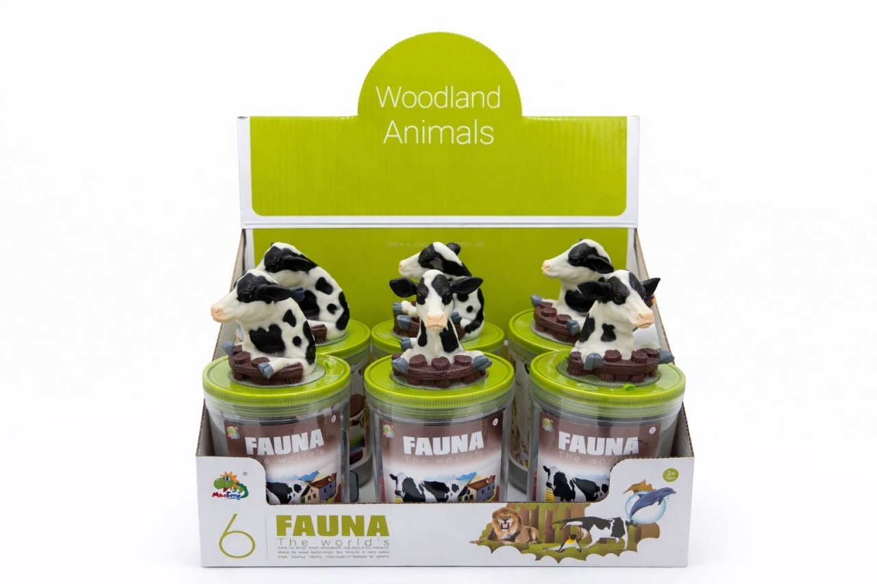 Set animale domestice in pahar cu figurina vaca, 12 piese, jucarie copii 3