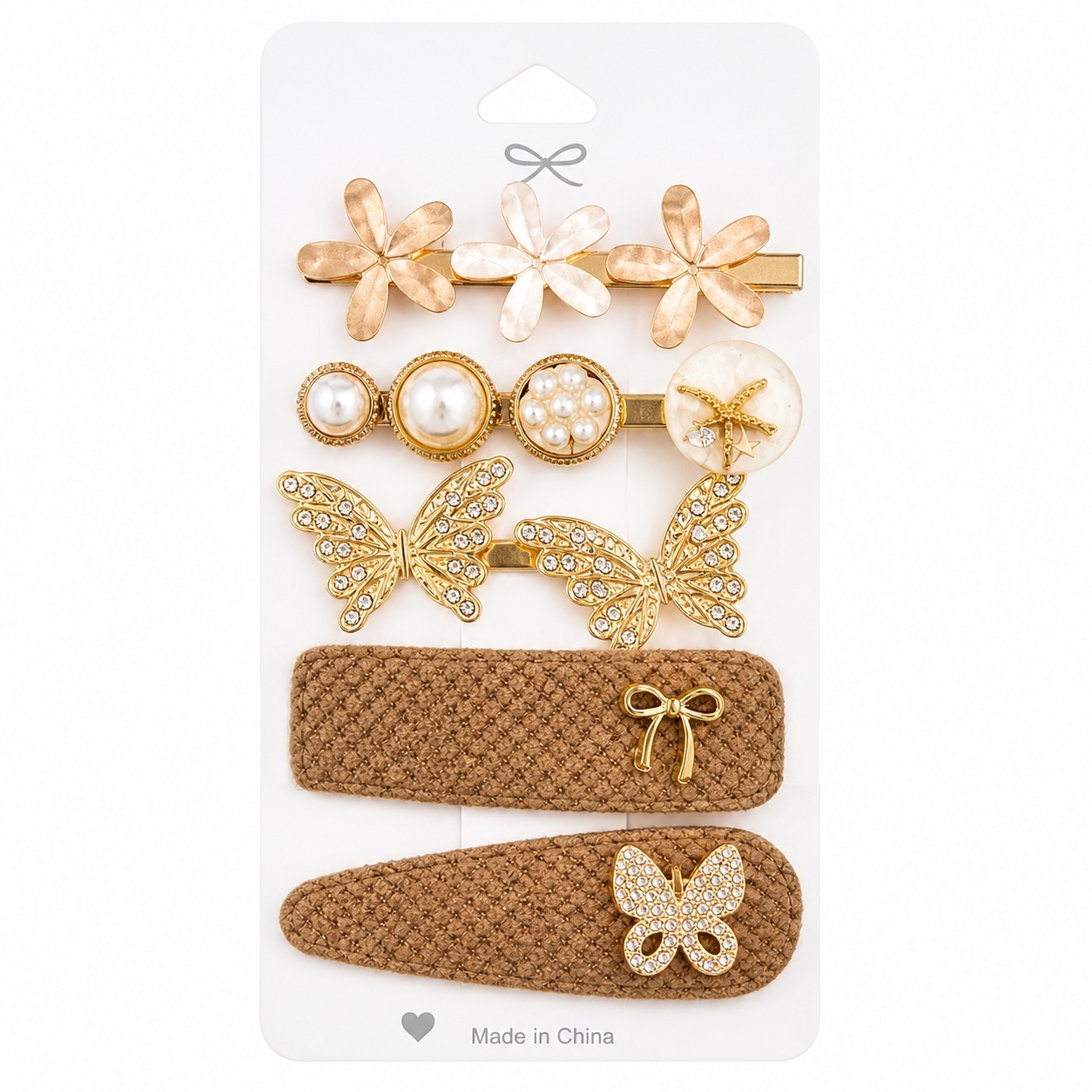 Set de 5 Clame de Păr , model fluturi si perle, Accesorii Elegante 2