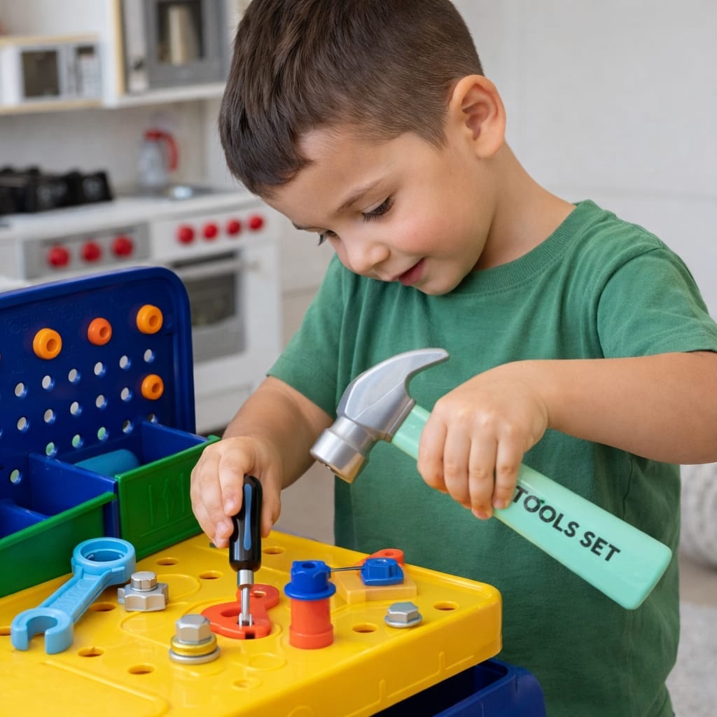 Set de joacă pentru copii cu unelte din plastic, tip scule de uz casnic 2