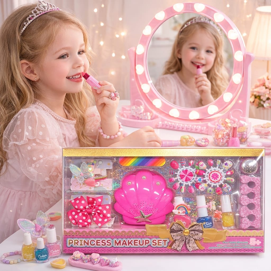 Set manichiura fetite cu lampa uscare, unghii false si accesorii, roz 2