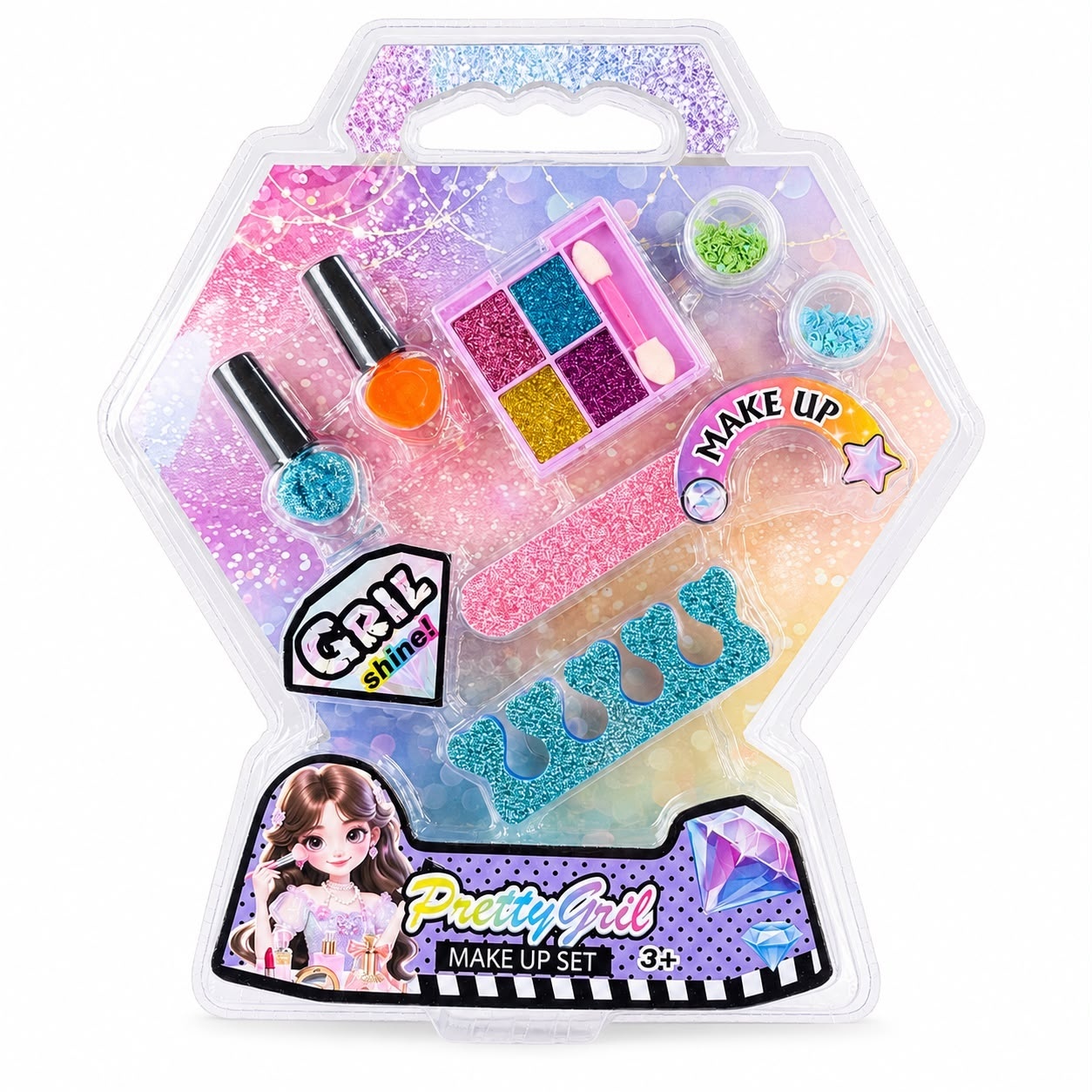 Trusă pentru Copii Pretty Girl Make Up Set cu Farduri, Oje, Sclipici și Accesorii pentru Unghii