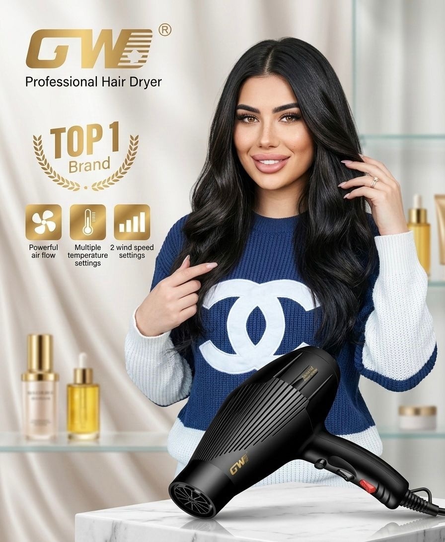 Uscător de păr profesional din plastic, GW-X9, Negru
