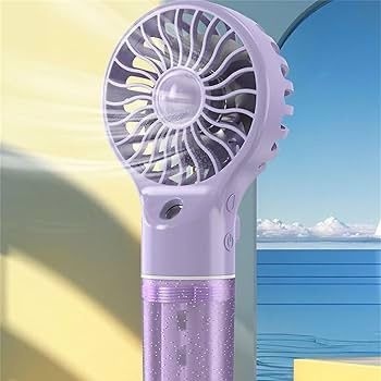 Ventilator portabil cu pulverizare apa, 4 trepte viteza, rezervor apa, reincarcabil USB, mov 3