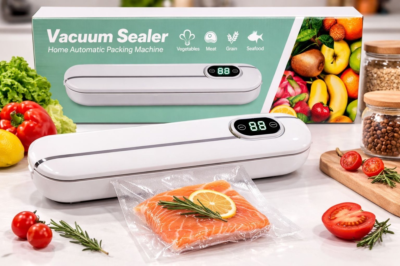 Aparat de vidat și sigilat alimente Vacuum Sealer cu afișaj digital, Alb 2
