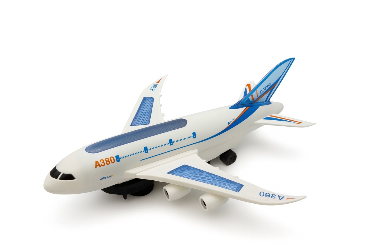 Avion Jucarie A380 cu Lumini, Sunete si Ridicare Automata , Bump Go, Model Mare pentru Copii 2