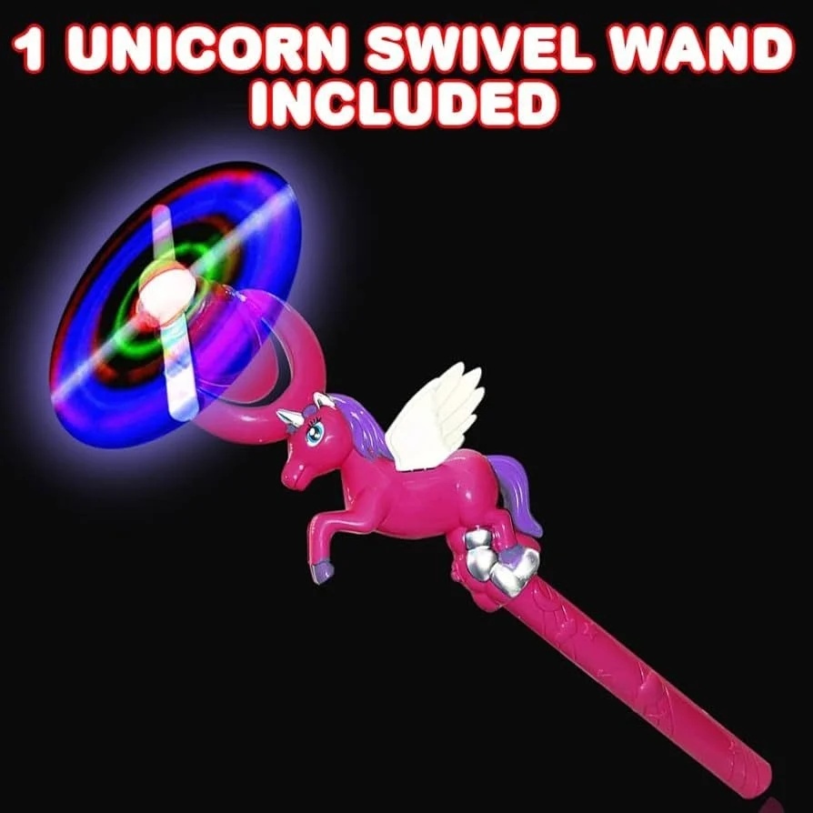 Bagheta cu elice rotativa, lumini LED si sunete, figurina unicorn roz 35 cm 4