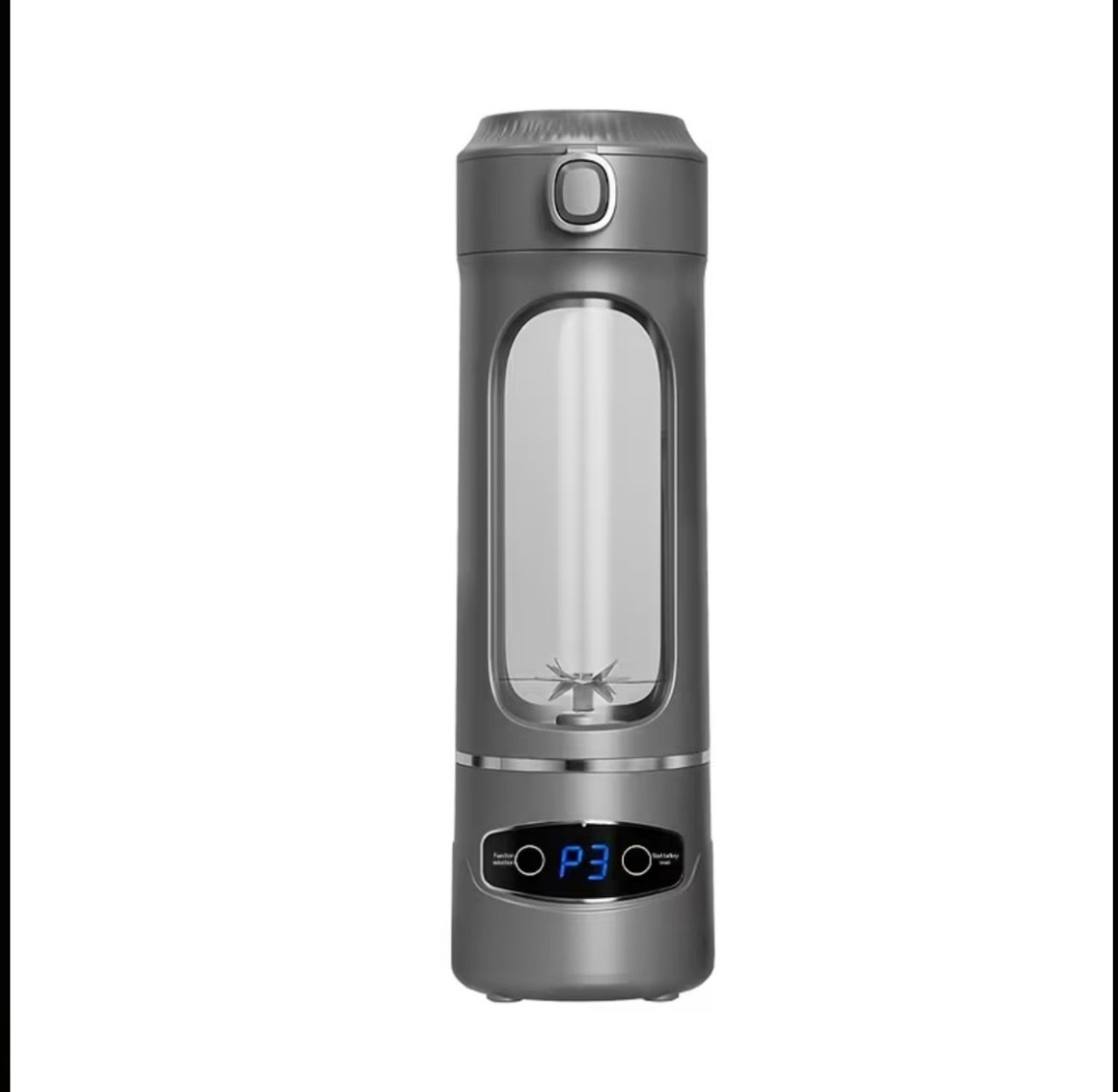 Blender portabil USB pentru smoothie, 12 lame inox, afisaj digital, gri