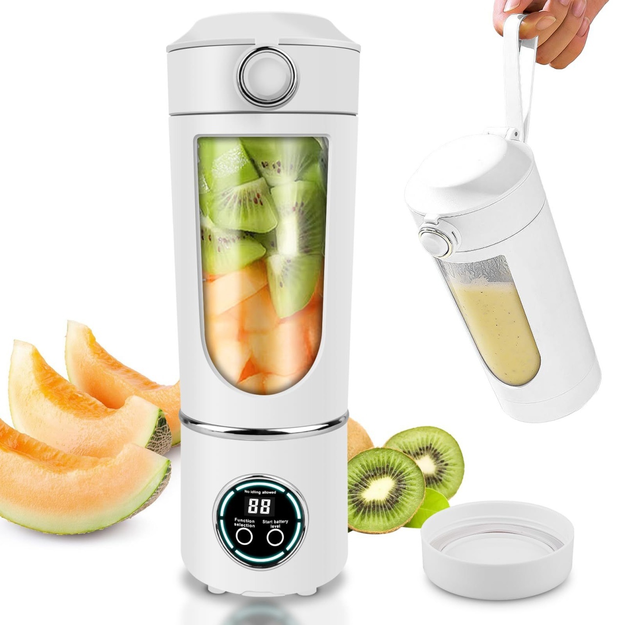 Blender portabil wireless 700ml cu 12 lame, 4 viteze si incarcare USB Type-C, alb 2