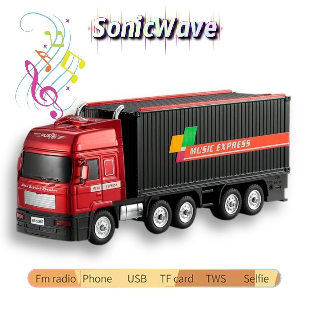 Boxă portabilă Bluetooth în formă de camion Music Express cu radio FM, USB, TF și funcție selfie, Negru 3
