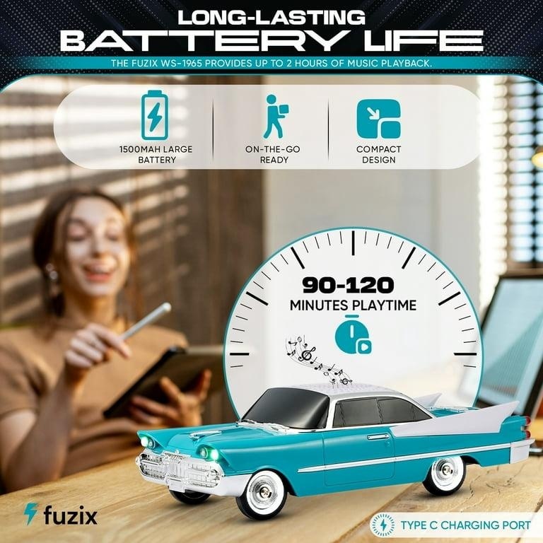 Boxa portabila Bluetooth masina retro, radio FM, USB, TF, AUX, LED, Type-C, verde 2