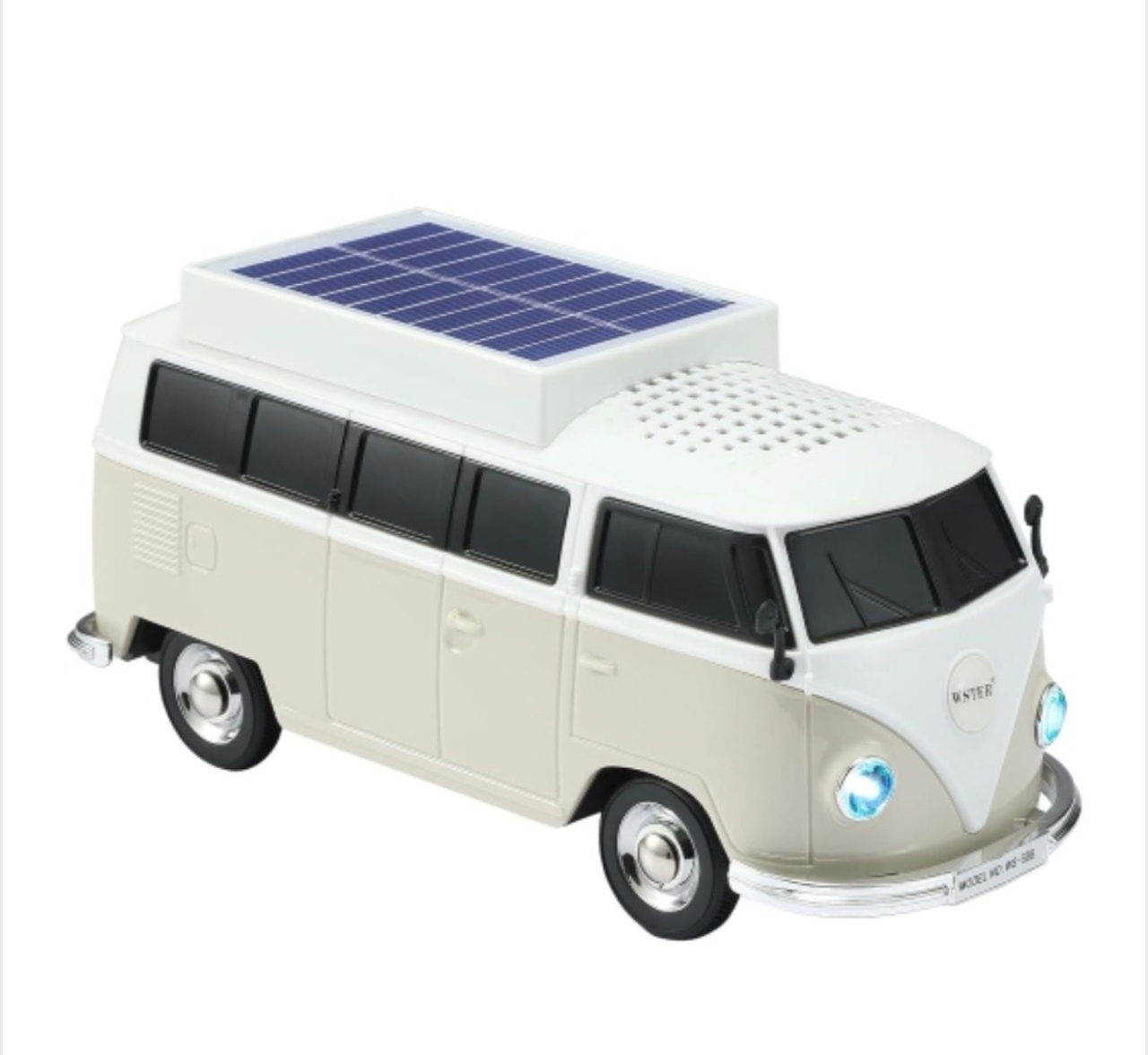 Boxă portabilă Bluetooth WSTER în formă de microbuz retro, cu încărcare solară, gri