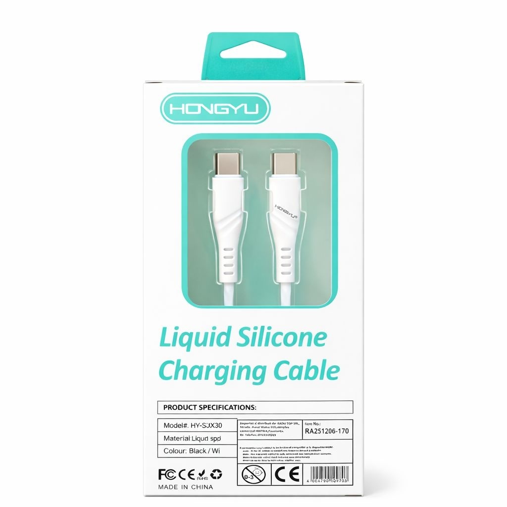 Cablu de Încărcare și Transfer Date Silicon Lichid, C-C 100 cm, Alb 2