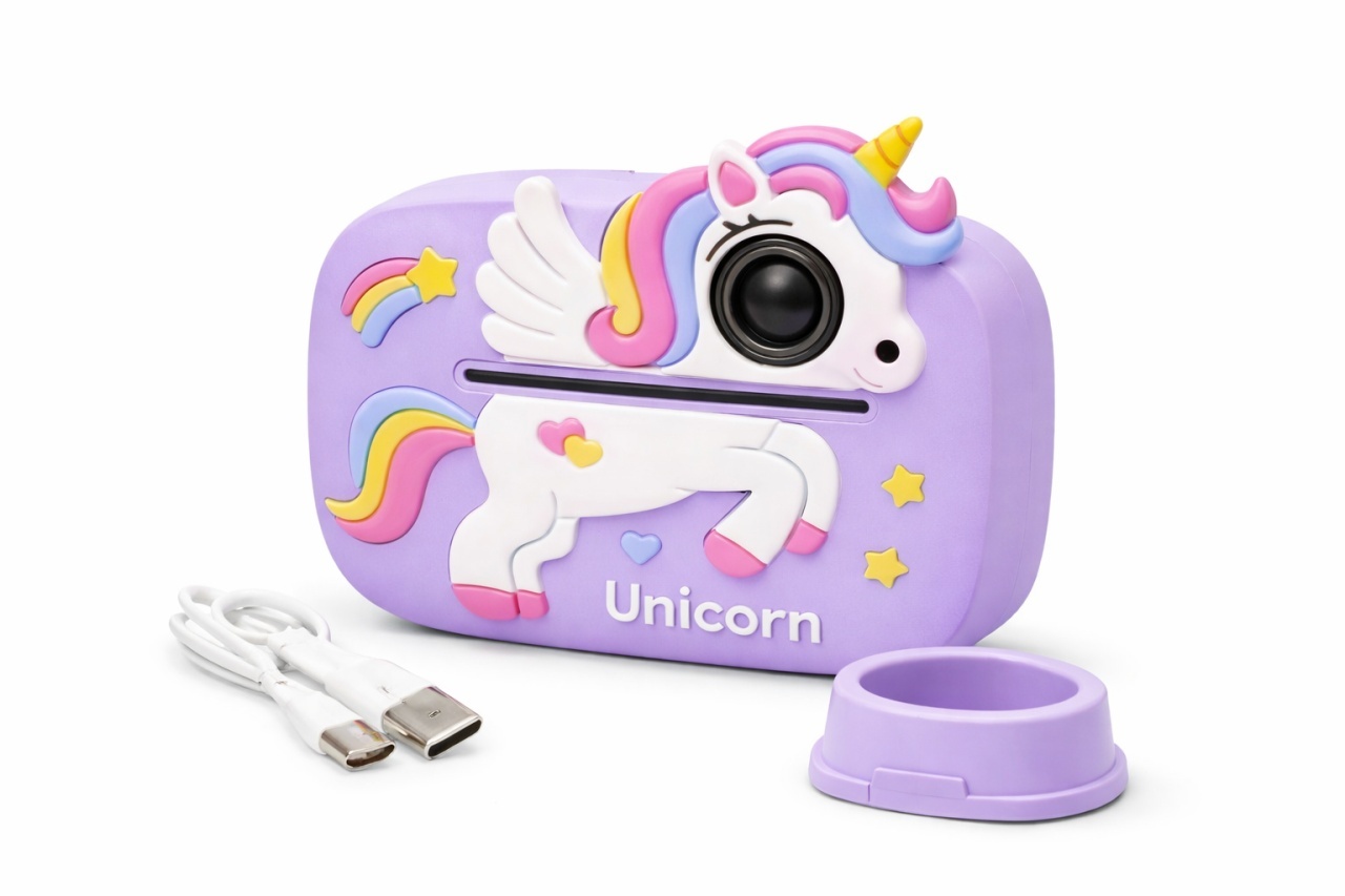 Camera foto copii cu print instant unicorn, reincarcabila, foto video, mov
