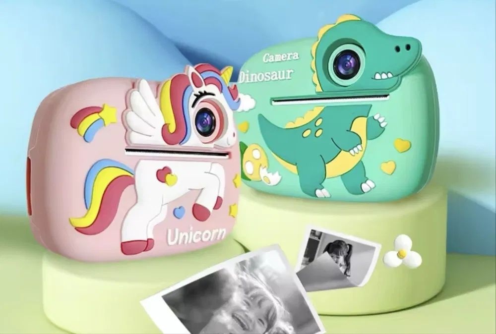 Camera Foto Instant pentru Copii cu Printare, Model Dinozaur Verde, HD, Rola Hartie Inclusa 2