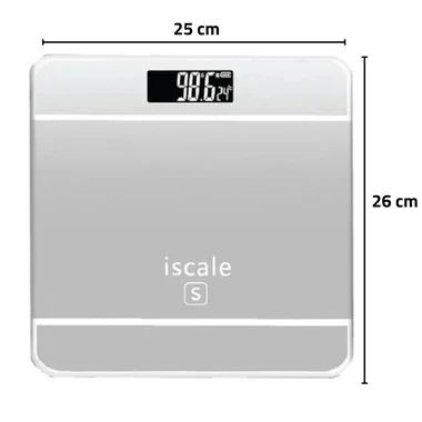 Cântar electronic de baie iScale, display touchscreen, material sticlă și plastic, argintiu metalic 2