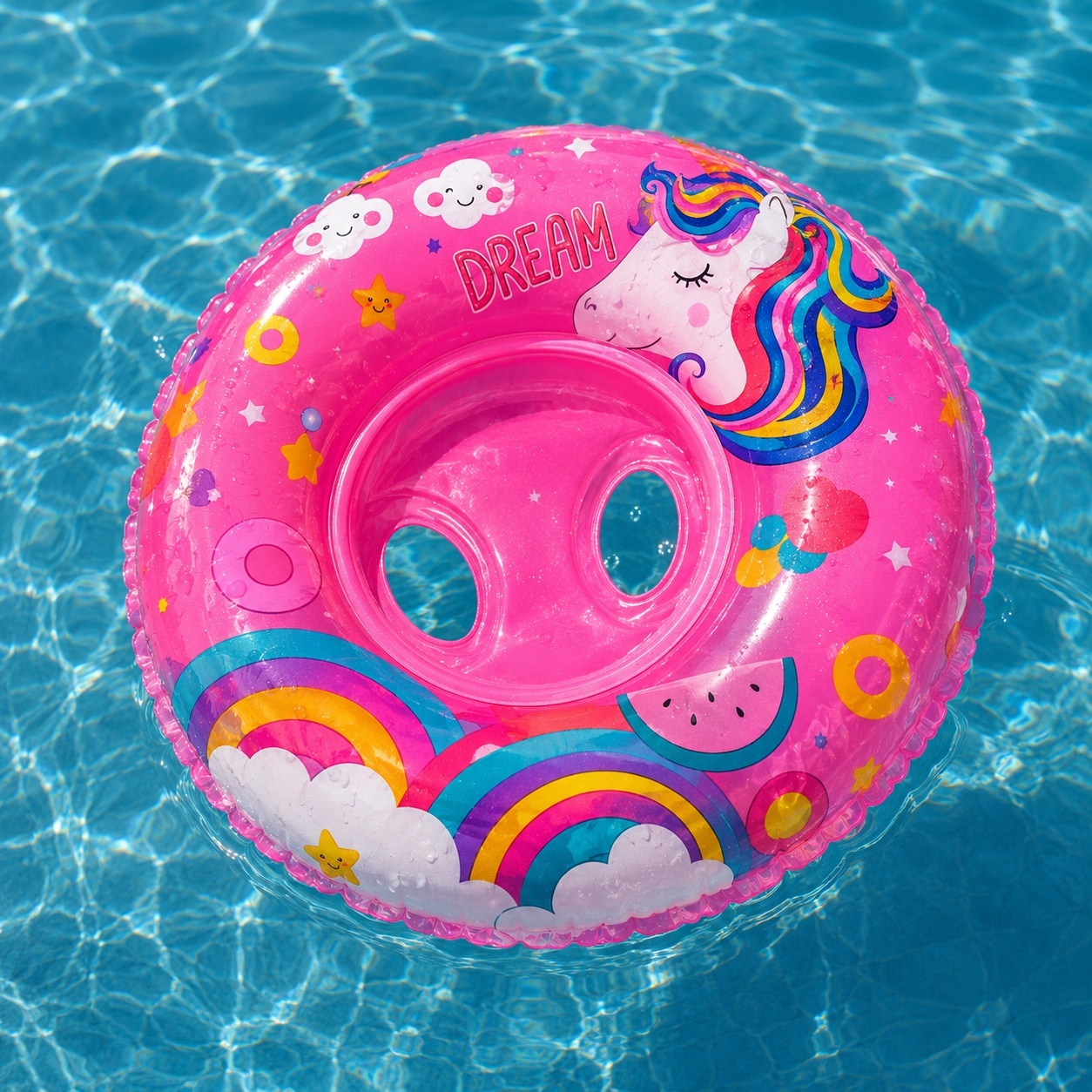 Colac Gonflabil Roz pentru Copii cu Unicorn – Colac Înot PVC Rezistent, 3-6 Ani 3