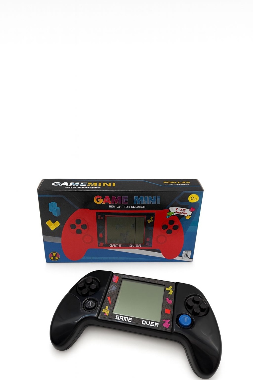 Consola portabila Tetris Game Mini cu multiple jocuri retro culoare negru, 18.5x10.5cm