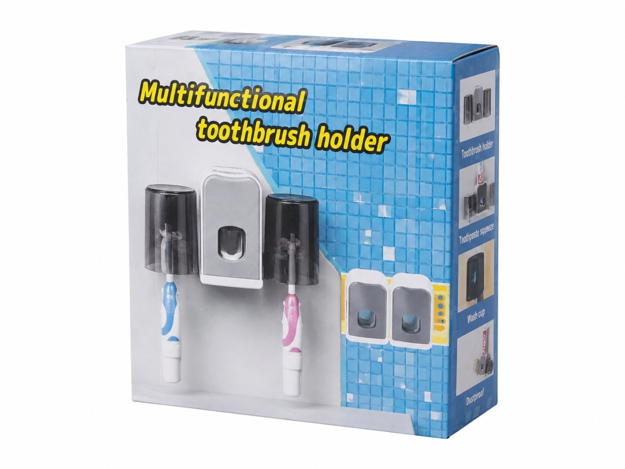 Dispenser pasta de dinti cu suport pentru periute, montare pe perete 5