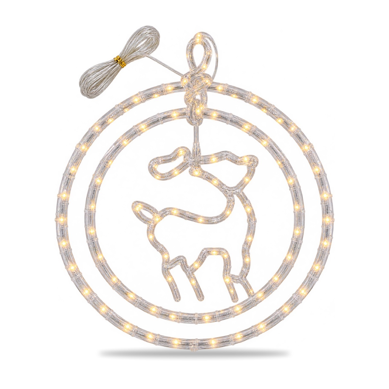 Figurina luminoasa ren, decoratiune Craciun, alb cald, 34x33cm