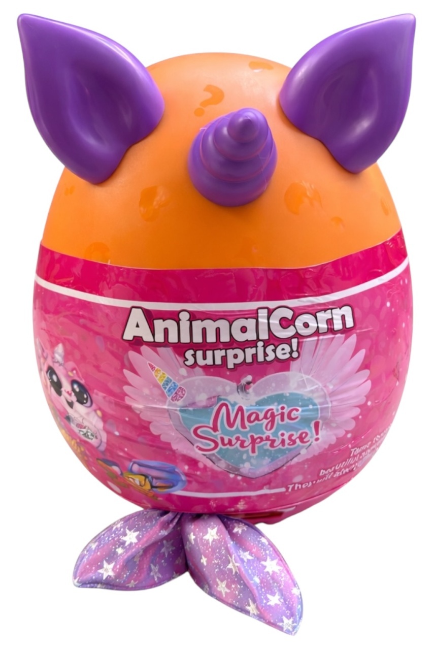 Jucărie de plus AnimalCorn cu surprize, din material plus, 40 cm, culori variate, dezvoltă creativitatea
