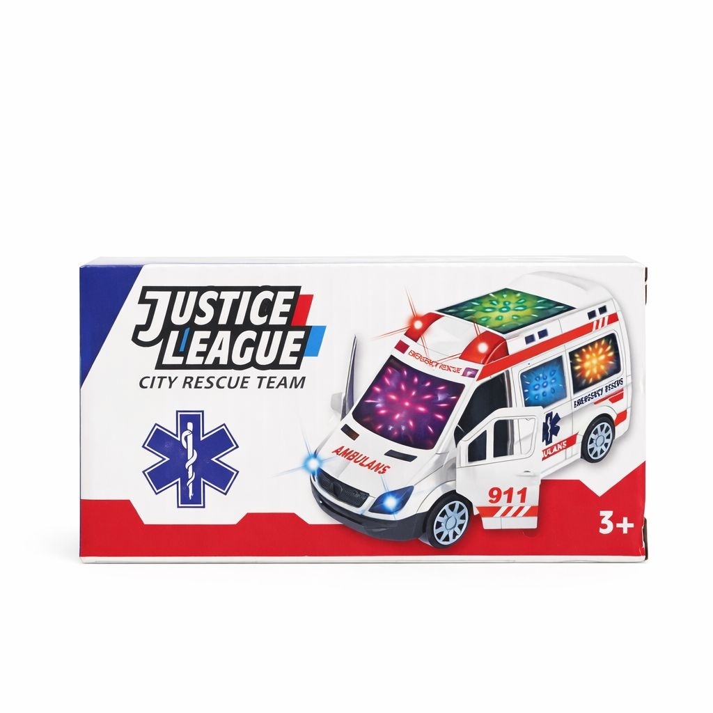 Masina ambulanta duba cu lumini 3D si sunet, City Rescue Team 14 cm 2