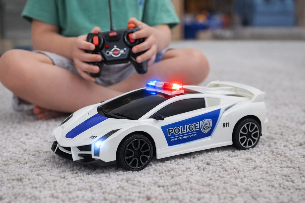 Mașină cu telecomandă Adventura Toys, plastic, lumini, albastru-alb 3