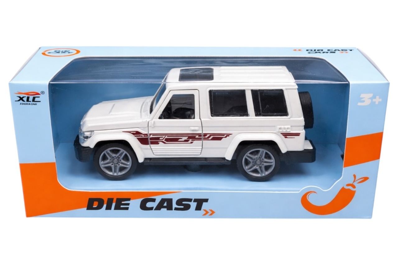 Mașină de jucărie SUV albă din metal, uși deschise, 14 cm 2