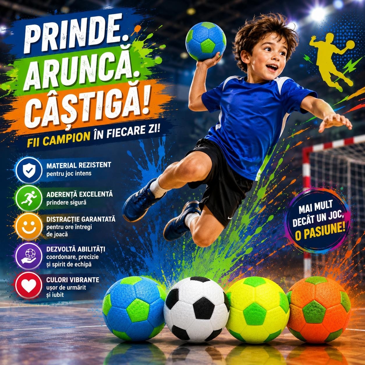 Minge de Handbal Nr. 2 pentru Copii și Juniori – Culori Diverse, Model Aleatoriu, Antiderapantă 2