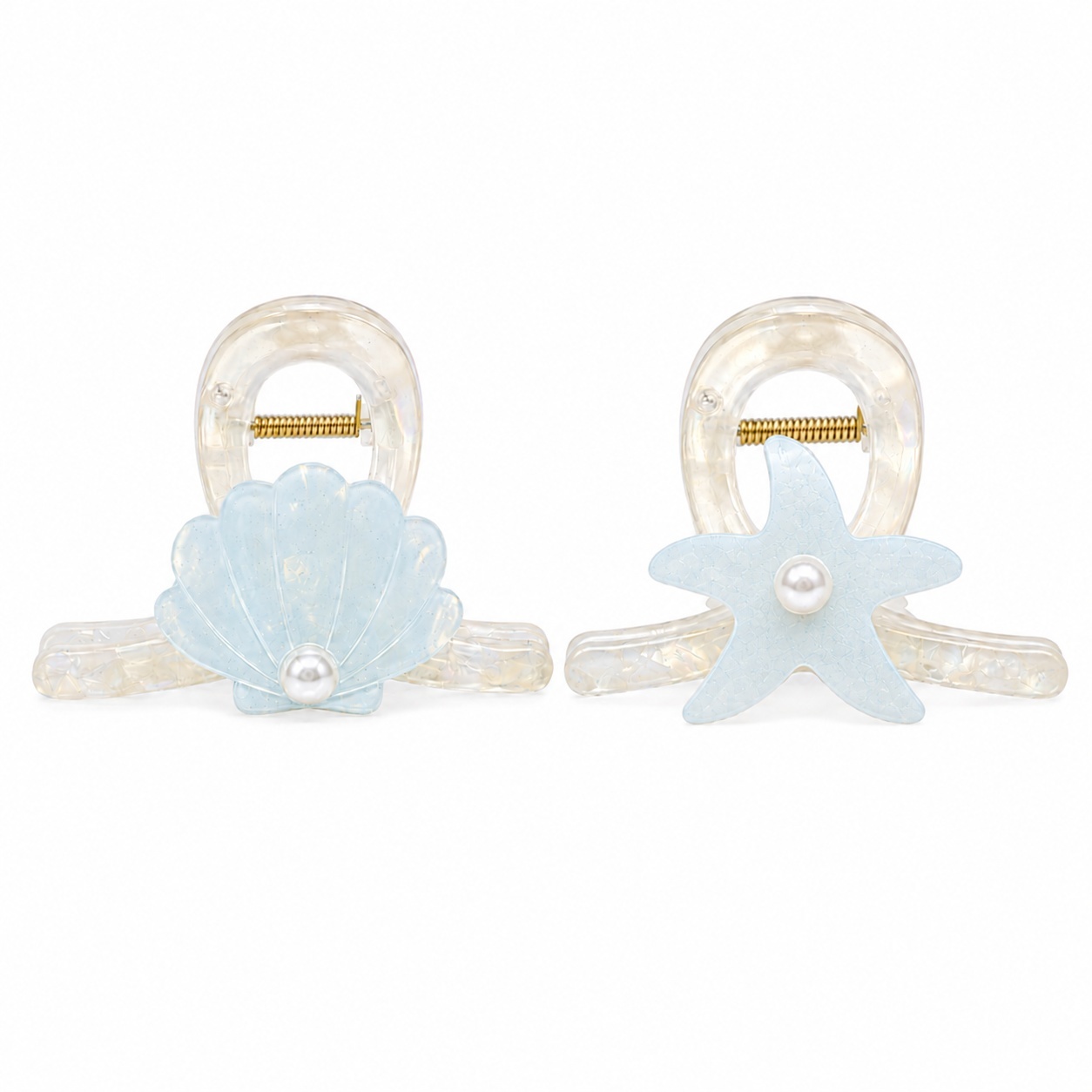 Set 12 Clești de Păr 8 cm cu Scoică și Stea de Mare – Diverse Culori Pastelate 2