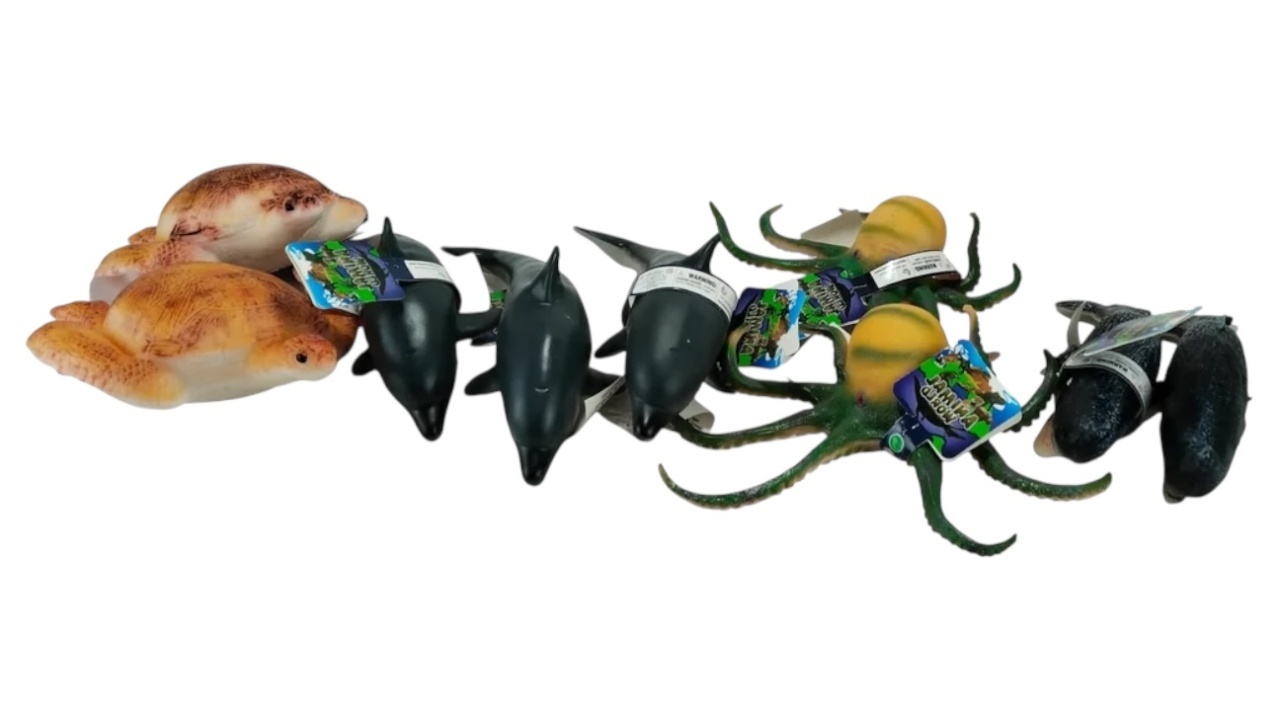Set 12 figurine animale marine mari realistice din plastic, colectie ocean, 33x20 cm 3