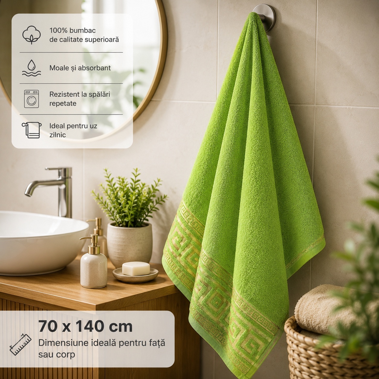 Set 12 Prosoape de Baie 70x140 cm – Prosoape Mari din Poliester, 6 Culori Moderne, Moi și Absorbante 3