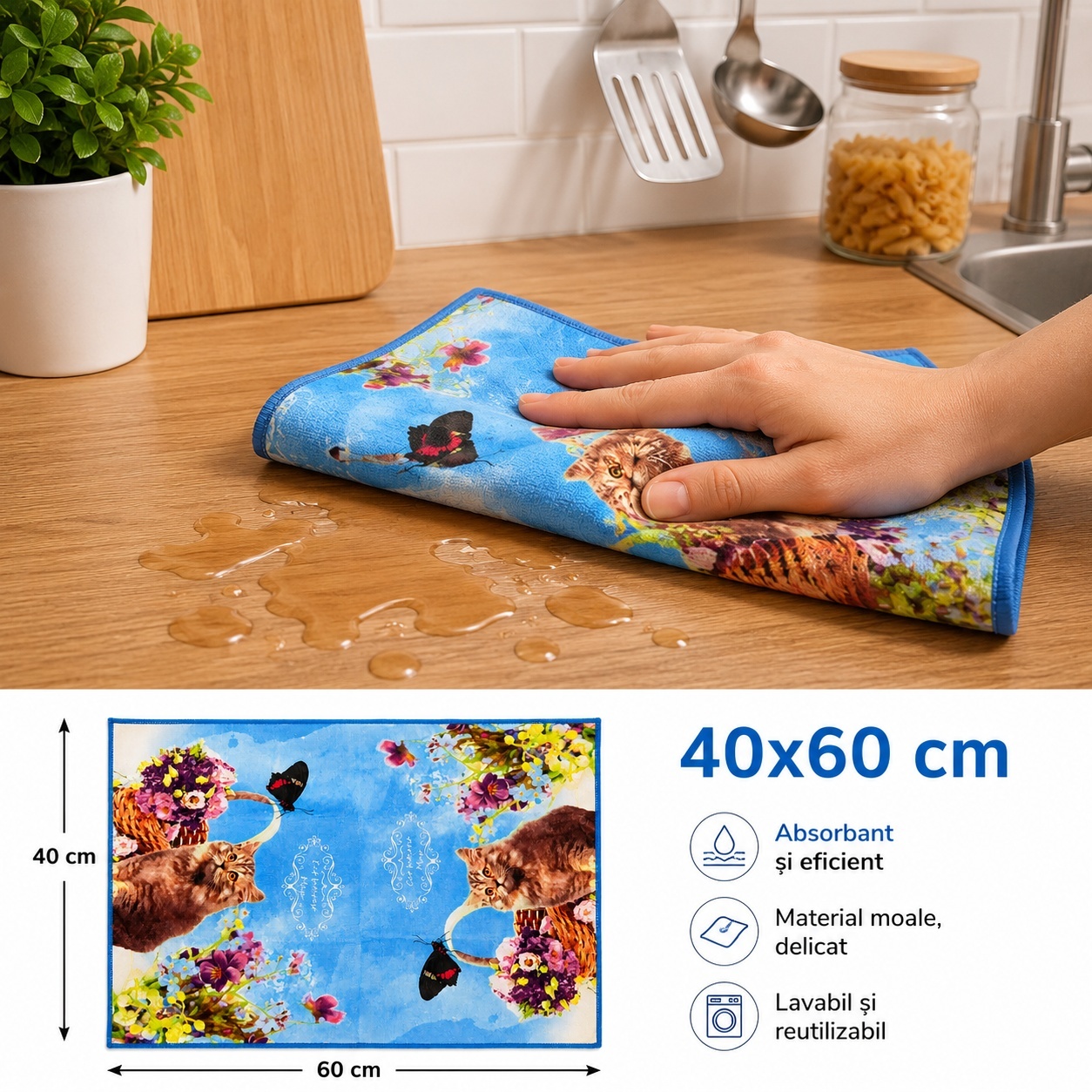 Set 12 Prosoape de Bucătărie 40x60 cm – Diferite Modele , Poliester cu Bumbac, Reutilizabile 3