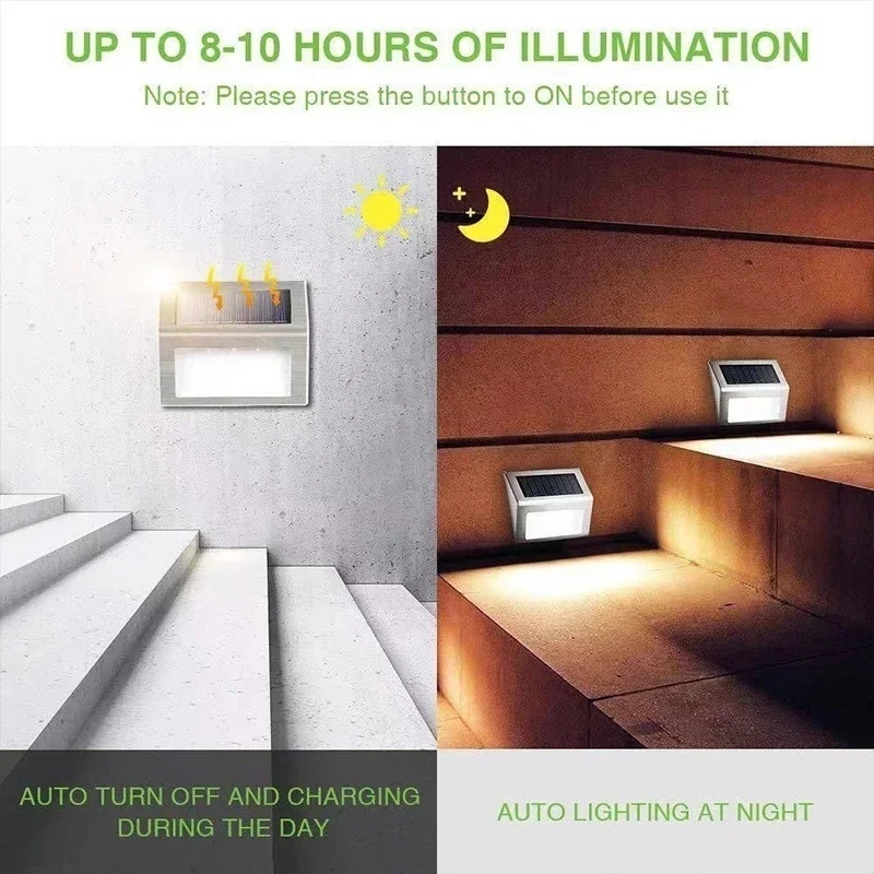 Set 2 lumini solare LED pentru trepte Solterix, metalic, argintiu 4
