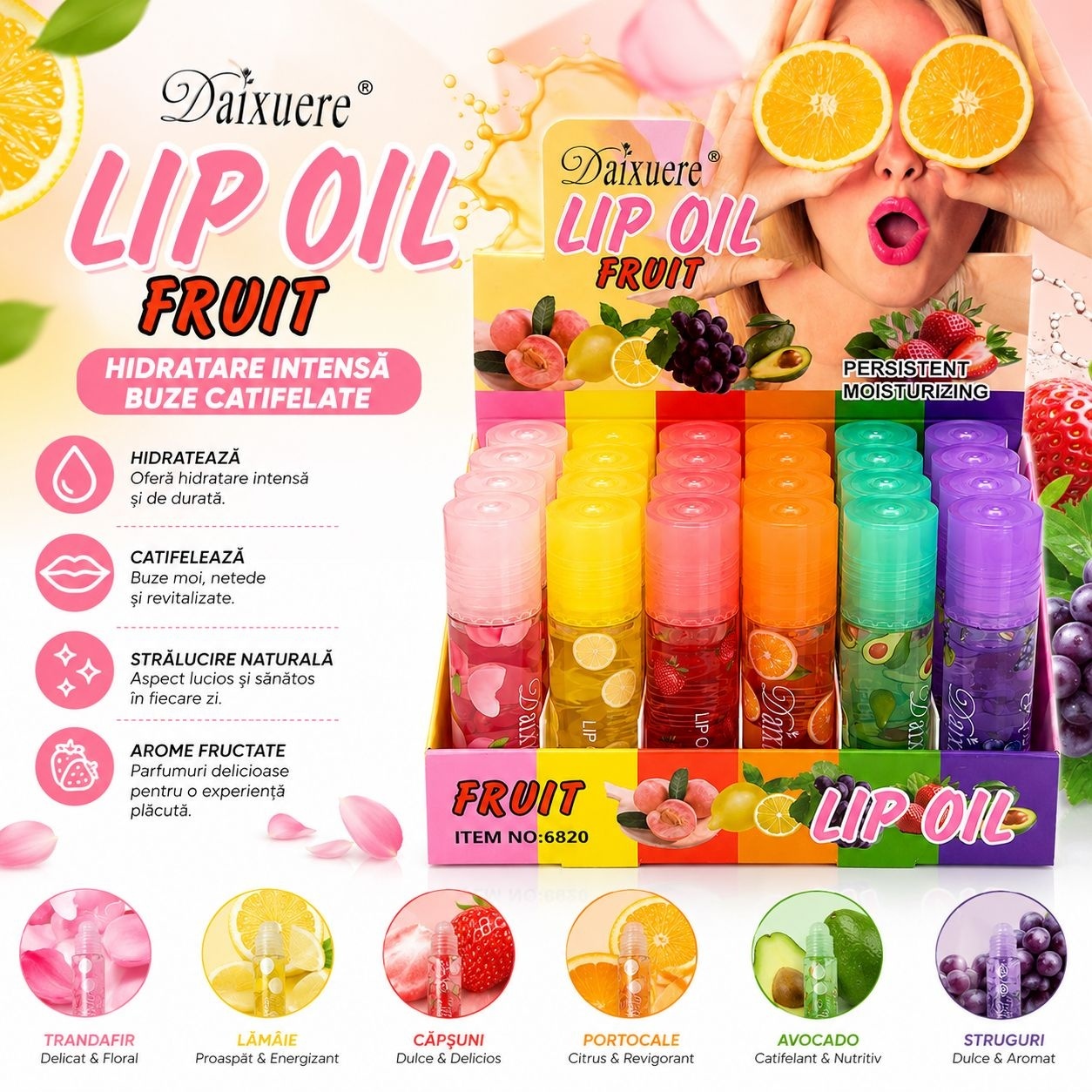 Set 24 Ulei de Buze cu Arome de Fructe – Lip Oil Fruit Hidratant și Catifelant 2