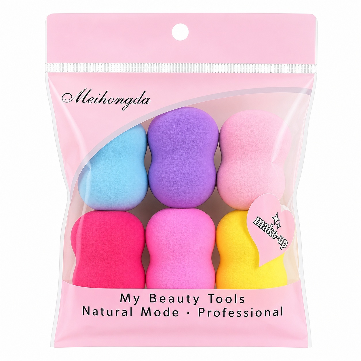 Set de 6 Bureței pentru Machiaj Profesional – Multicolor, Ultra Moi și Reutilizabili