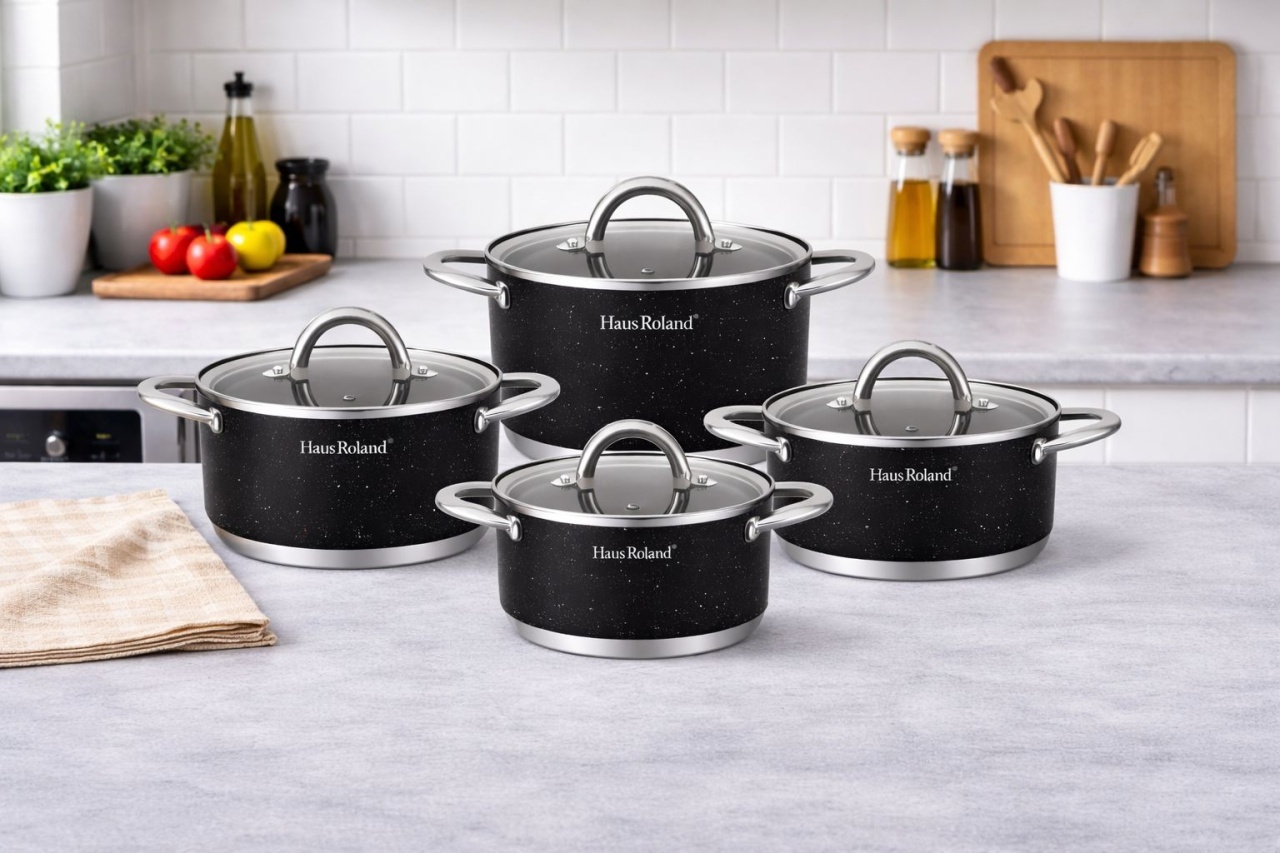 Set de vase de gătit Royalty Line, 4 piese, metal, antiaderent, culoare negru 3