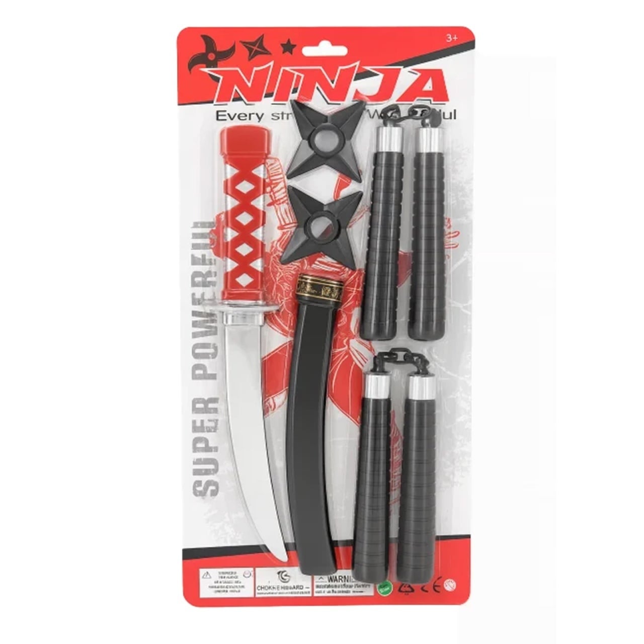 Set Ninja pentru Copii , Sabie, Nunchaku si Stele Ninja , 44x22 cm