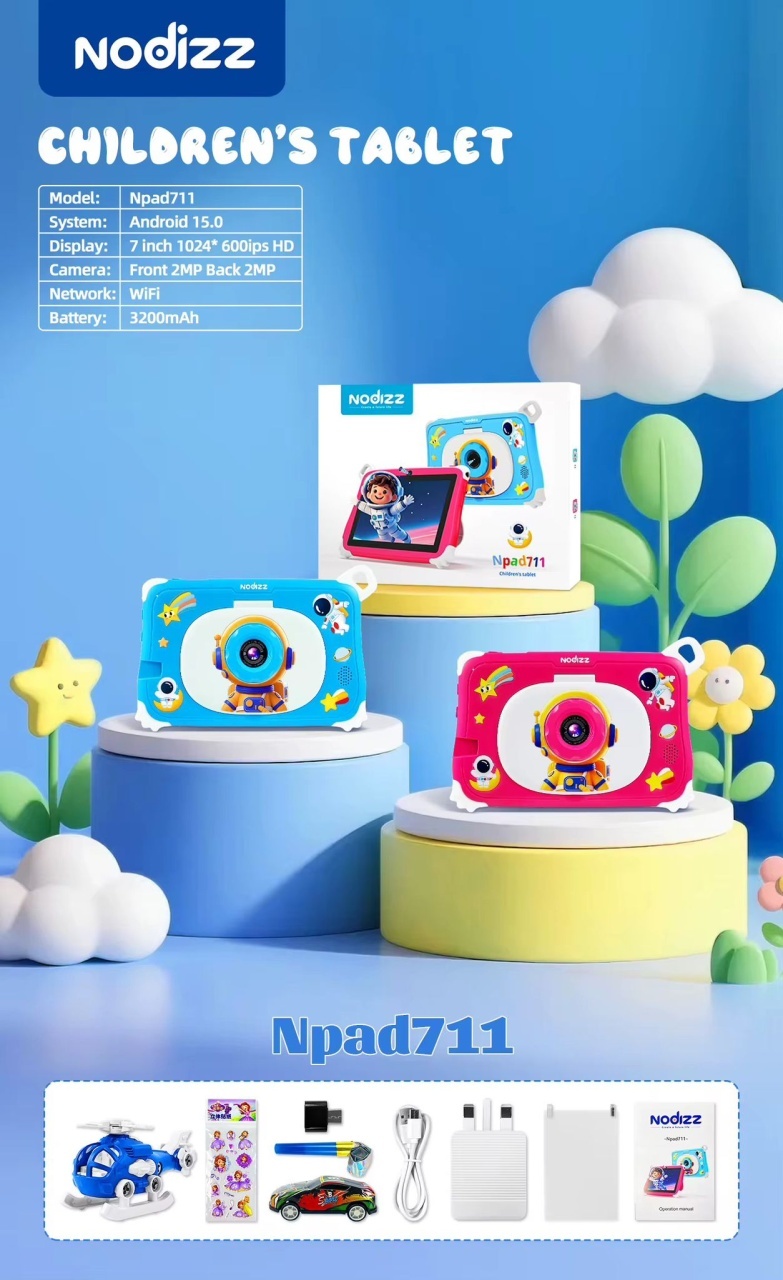 Tableta pentru Copii 7 Inch Android 15 Npad 711, 4GB RAM, 128GB, Camera Duala, Roz 3