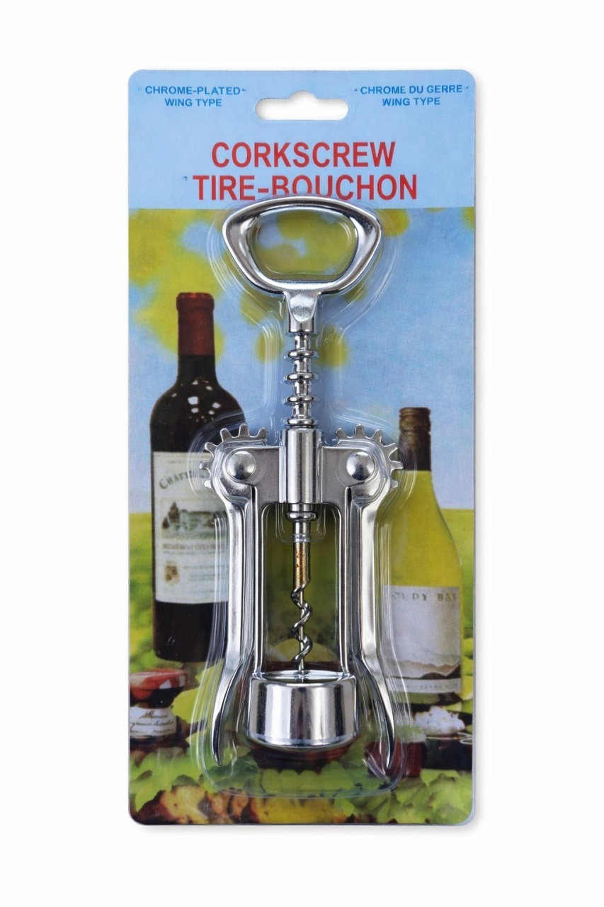 Tirbușon metalic de vin, argintiu, 21x9 cm, deschizător sticle 2