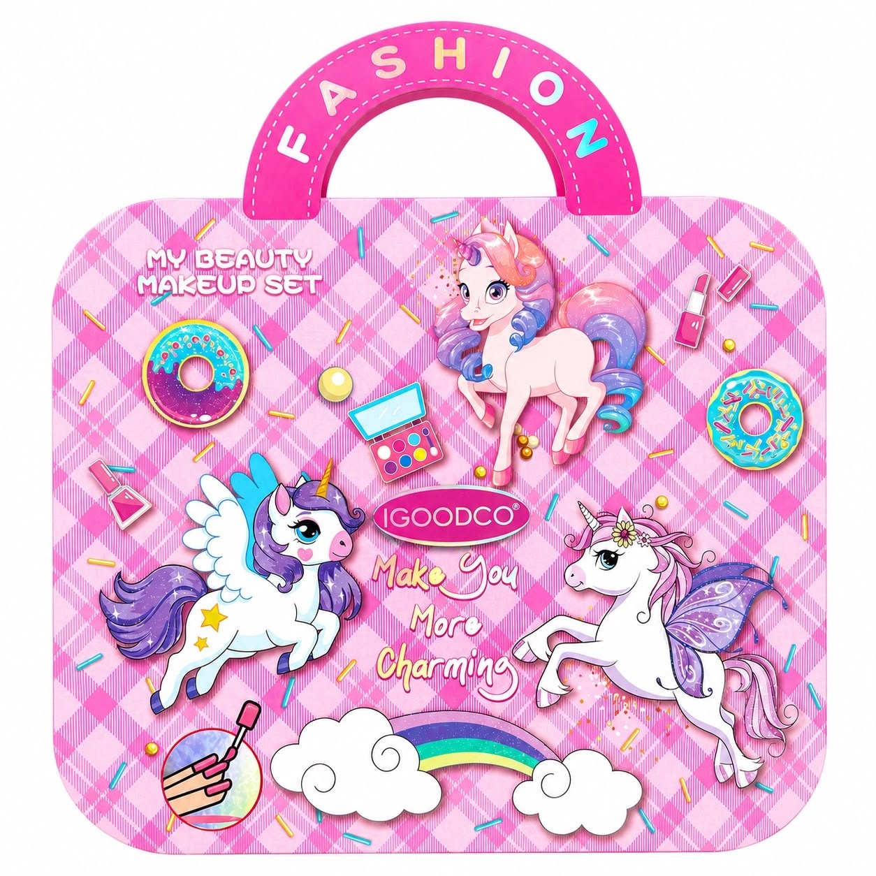 Trusă de Machiaj Unicorn pentru Copii, 24 Piese – Set Machiaj cu Oglindă, Pensule și Accesorii 2