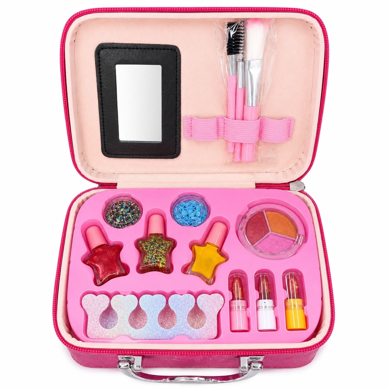 Trusă de Machiaj Unicorn pentru Copii în Geantă Elegantă – Set Cosmetic cu Oglindă și Accesorii, Culoare Aleatorie 3