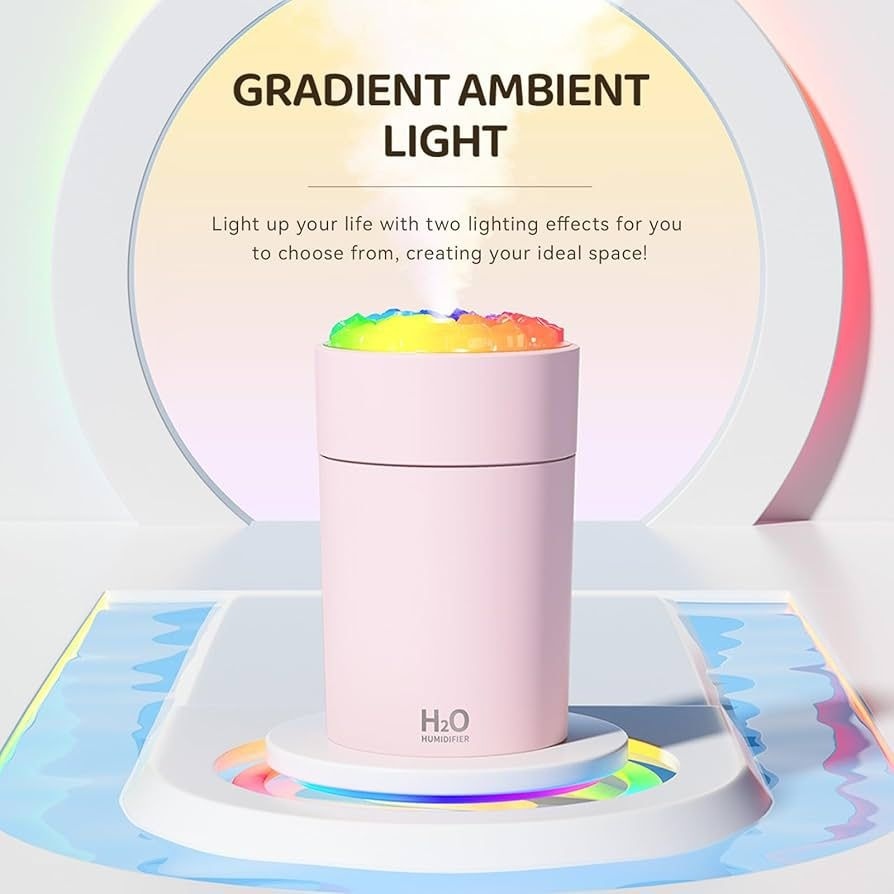 Umidificator aer USB cu lumini RGB, difuzor aromaterapie compact, silentios, roz 2