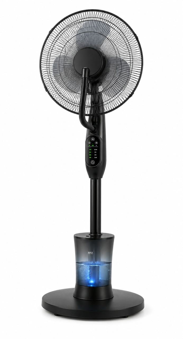 Ventilator cu Umidificator, Negru, 75W, 220V, 3 Viteze, Timer 7.5 Ore, Oscilație 70° 5